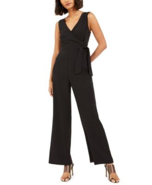 Bar III Womens Black V-Neck Side-Tie Jumpsuit Sz L $79.5 TINI