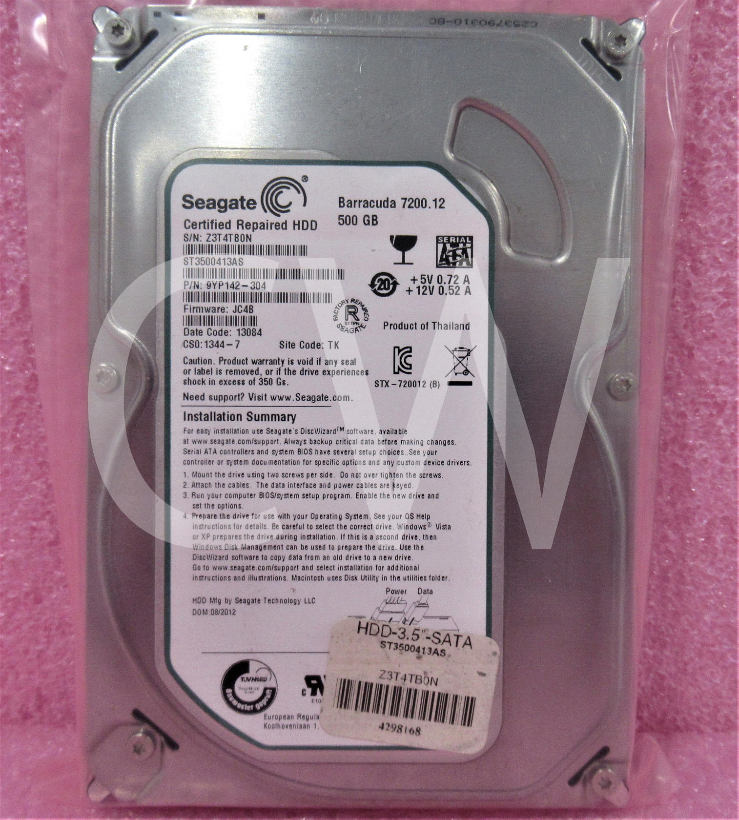 ST3500413AS 9YP142-304 Seagate 500GB 7200RPM 6Gbps 3.5