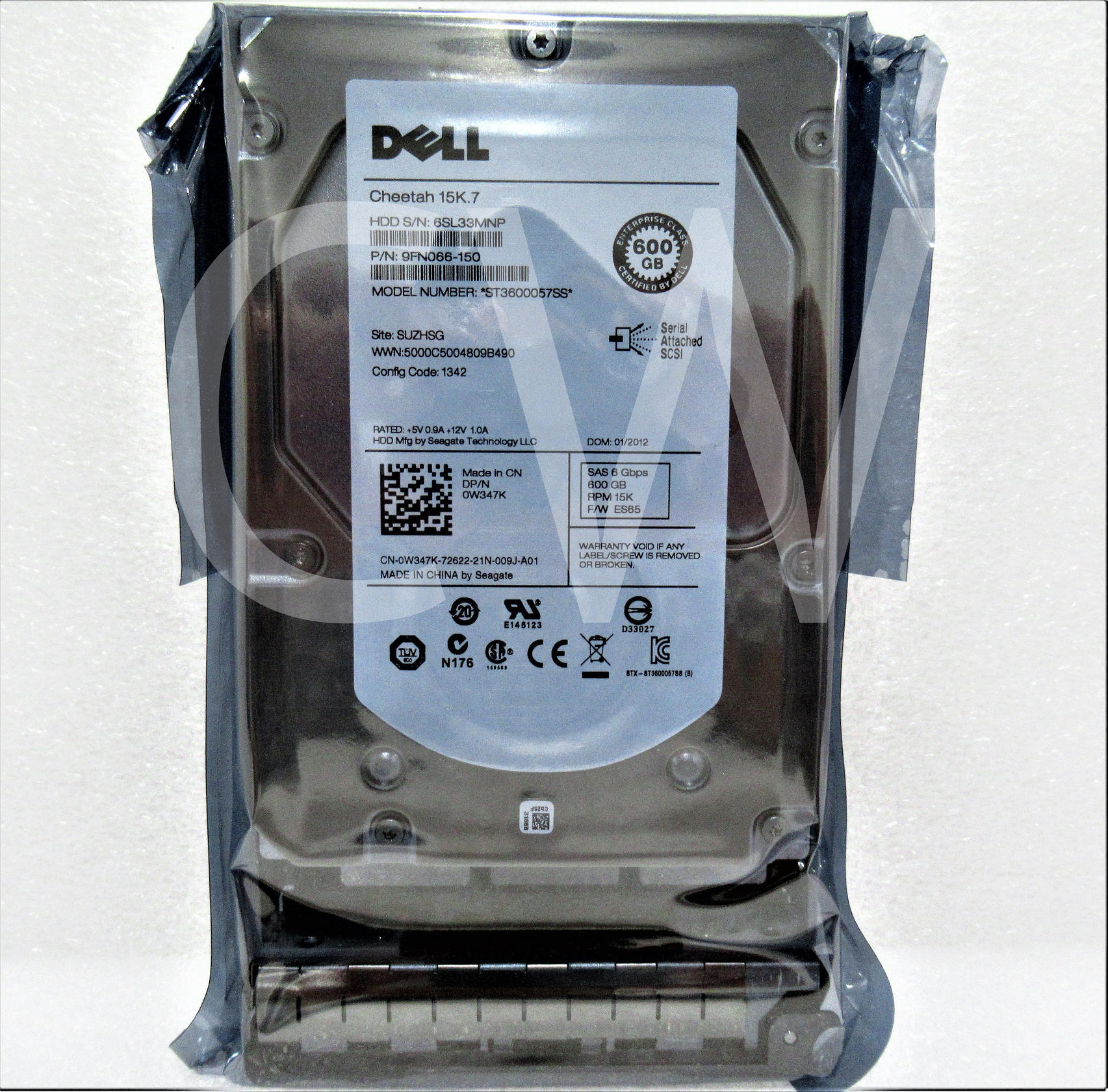 Dell W347K 600GB 6Gb/s 15K RPM SAS Hard Drive With Tray - 3.5" Internal Server/Desktop Drive - Model 0W347K