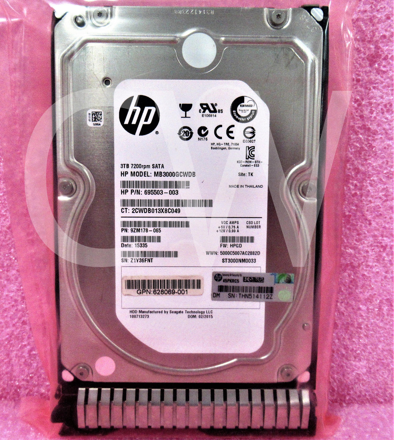 MB3000GCWDB 628182-001 628069-001 HP 3TB 7.2K RPM 6Gbps 3.5