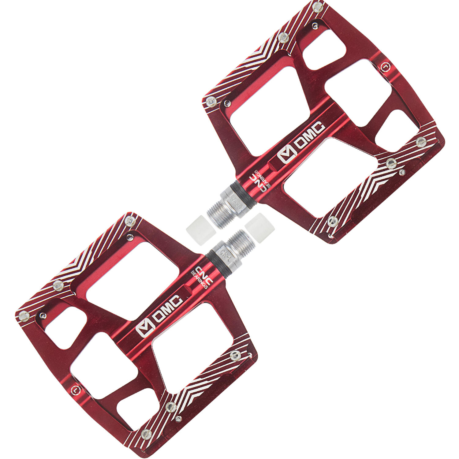 Pedali Piattaforma OMC-308RE 9/16" In Alluminio, 3 Cuscinetti Sigillati, Per MTB BMX E City Bike