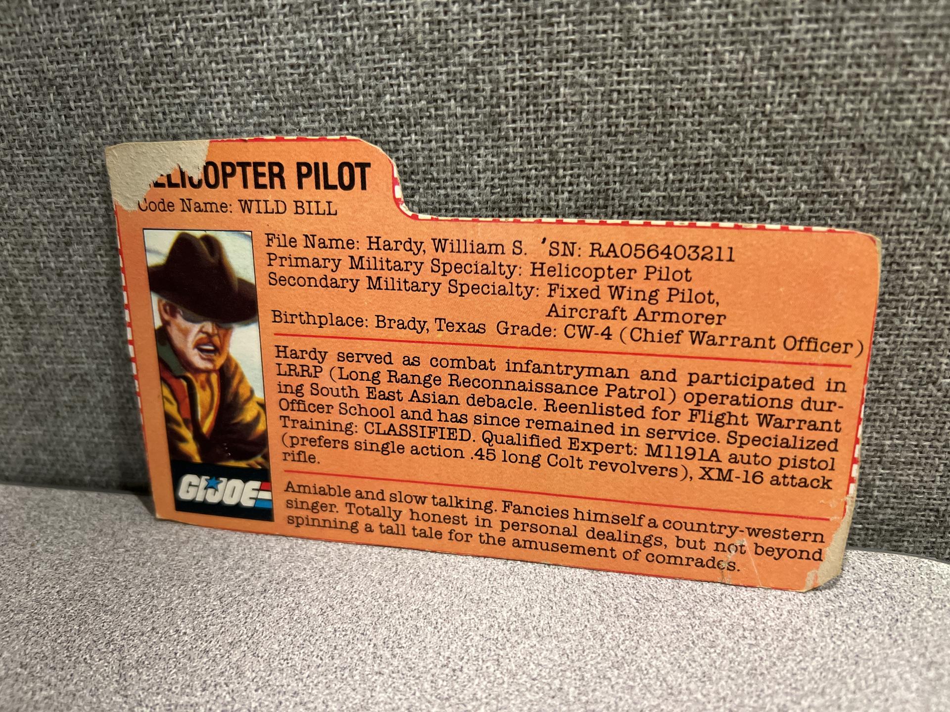 GI Joe Wild Bill -Helicopter Pilot File Card Only | eBay