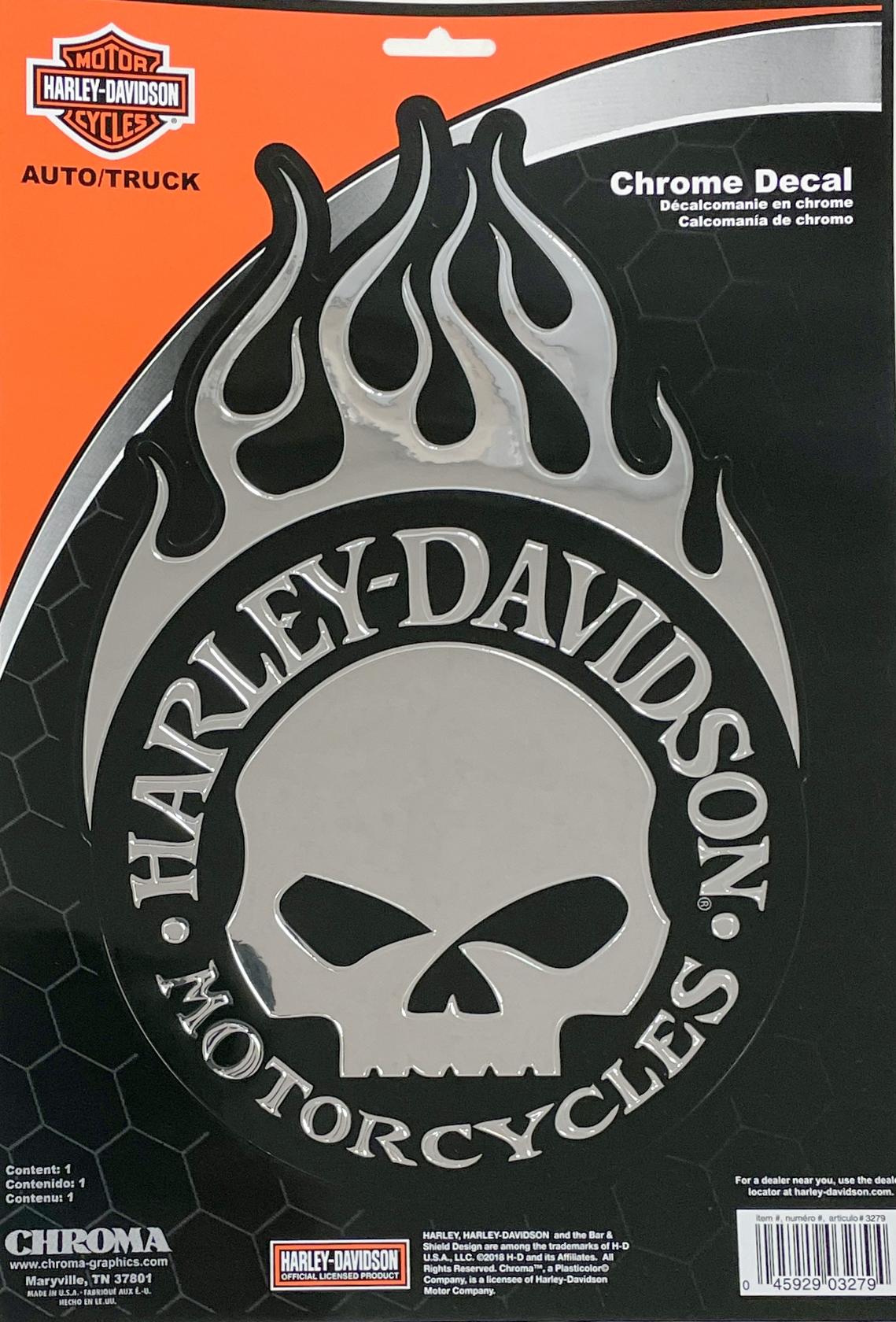 Harley Davidson Flaming Willie G Skull Logo Chroma Decal 7