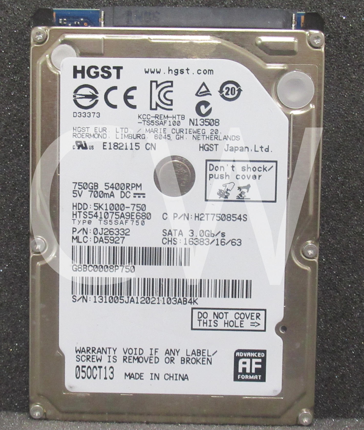 HTS541075A9E680 Hitachi 0J26332 750GB 5.4KRPM 6Gbps 2.5