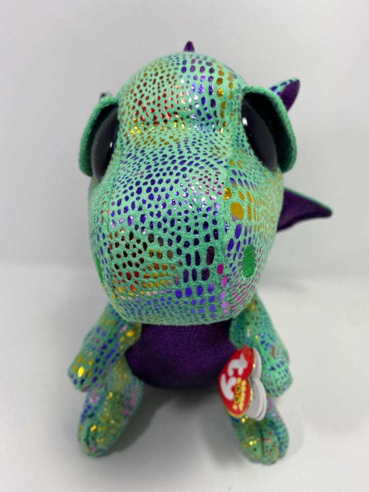 Ty Beanie Boo's Cinder – Glitzer-Drache, 24 Cm Groß, Mit Glitzeraugen & Blauen Flügeln, Sammelfigur