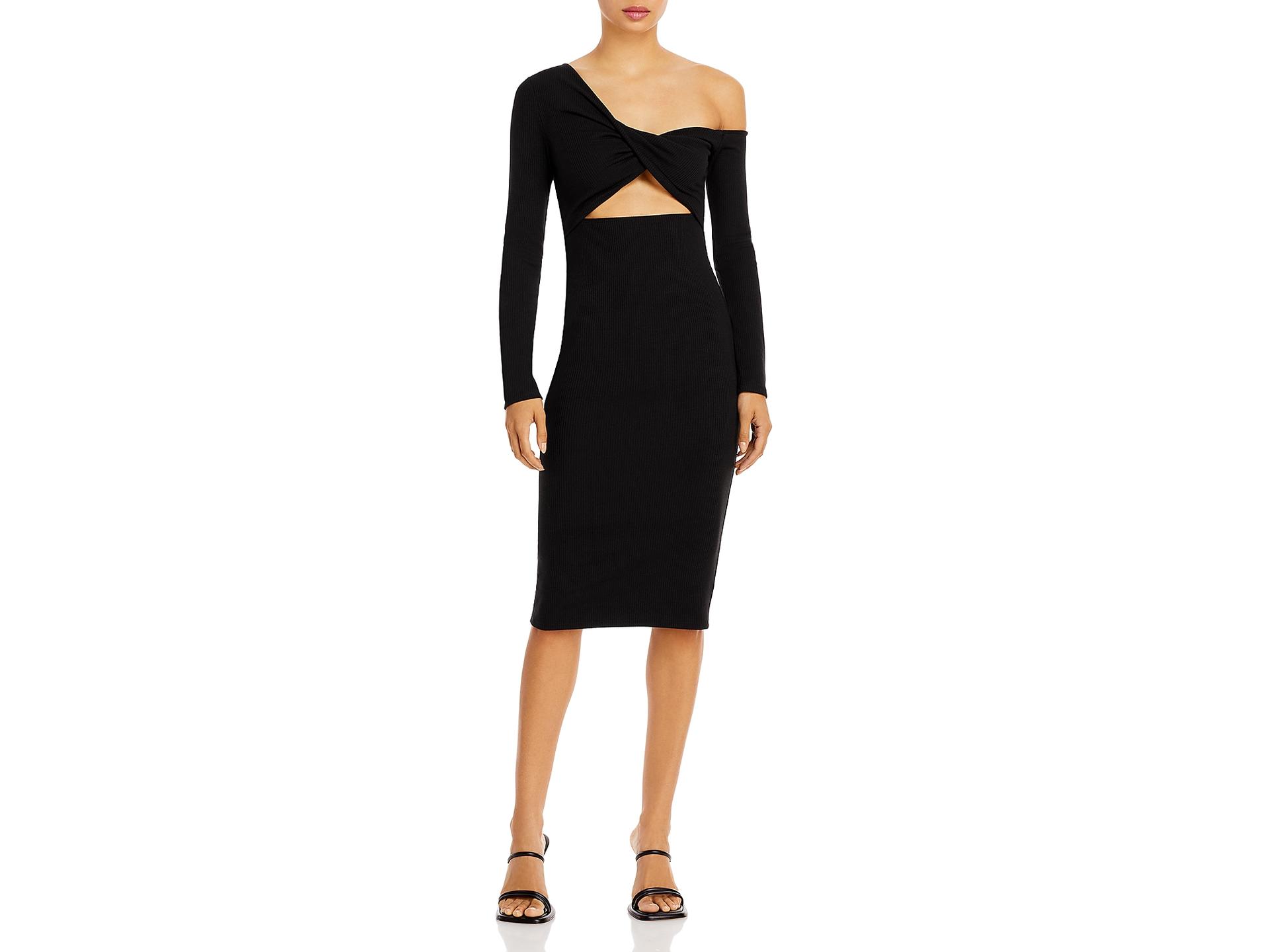 Fore Womens Cut Out Off The Shoulder Midi Dress, Black Fore Womens Cut Out Off The Shoulder Midi Dress, Black