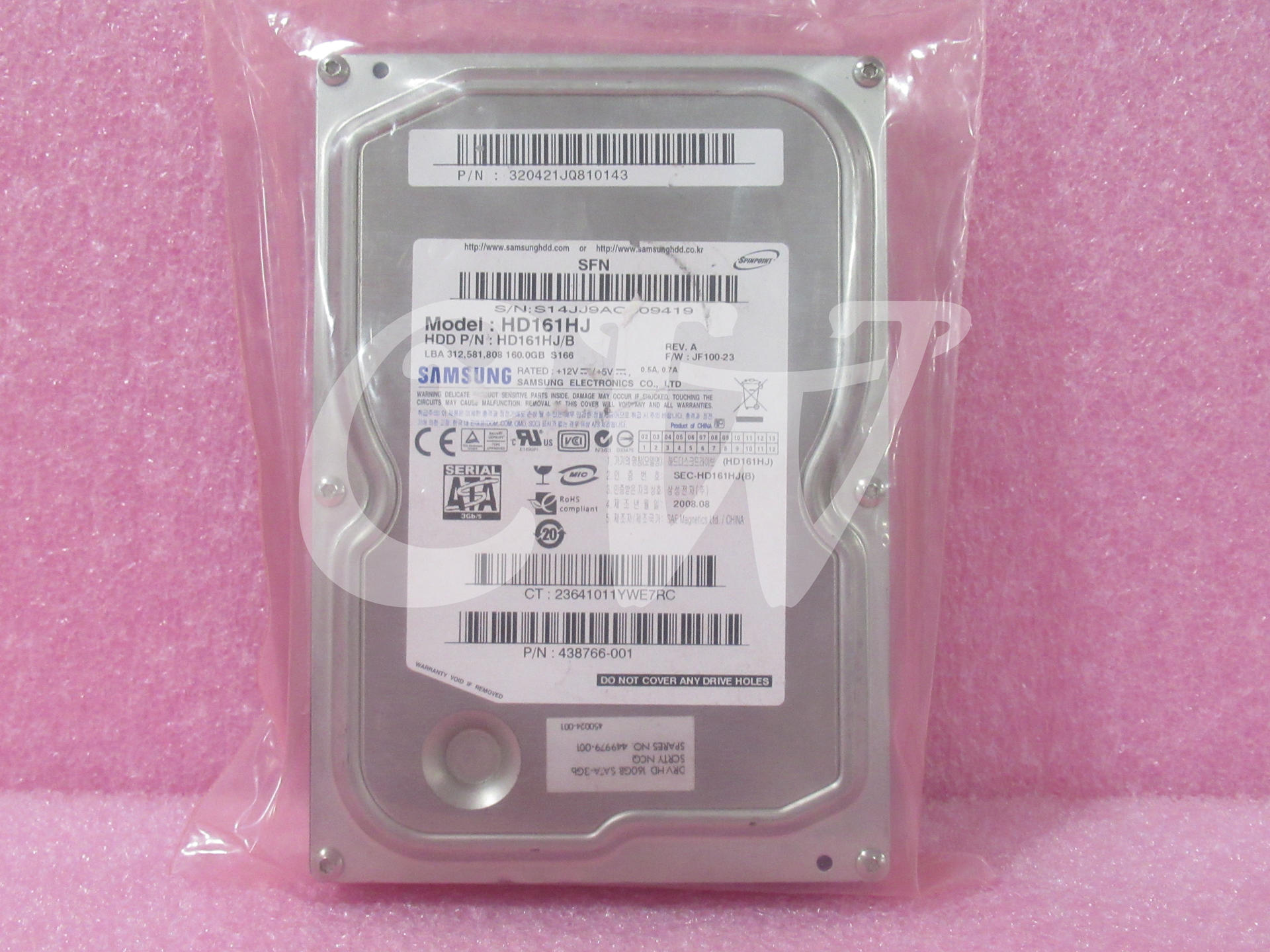 HD161HJ Samsung SPINPOINT S166 160GB 7.2K 3G 8MB 3.5in SATA Hard