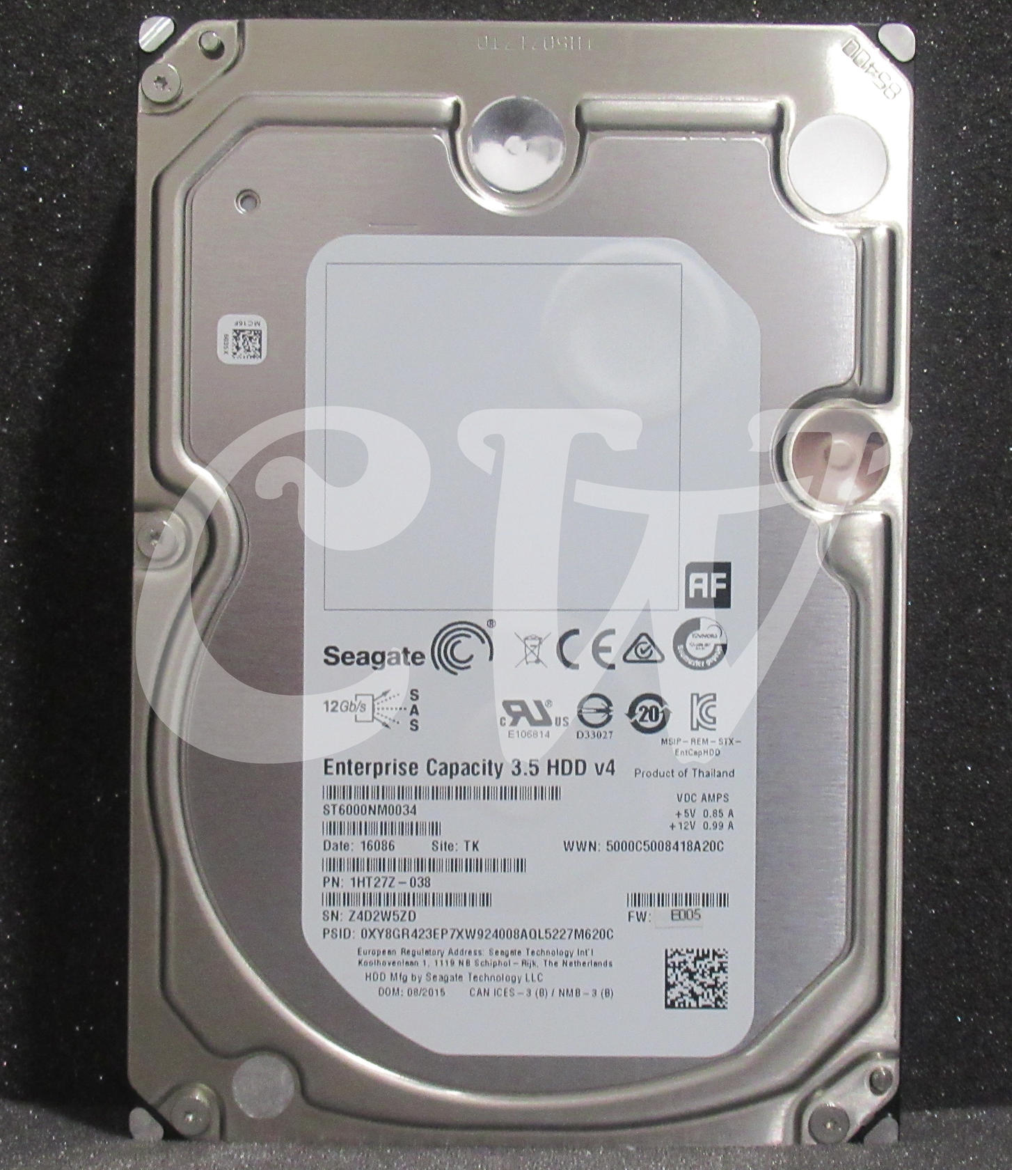 ST6000NM0034 Seagate ENT 1HT27Z-001 6TB 7200RPM 12Gbps 3.5