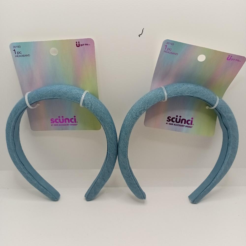 Fashion Light Blue denim Padded Headband Blue Denim Padded Braided Headband,braided Denim Flock Deep  main image 2