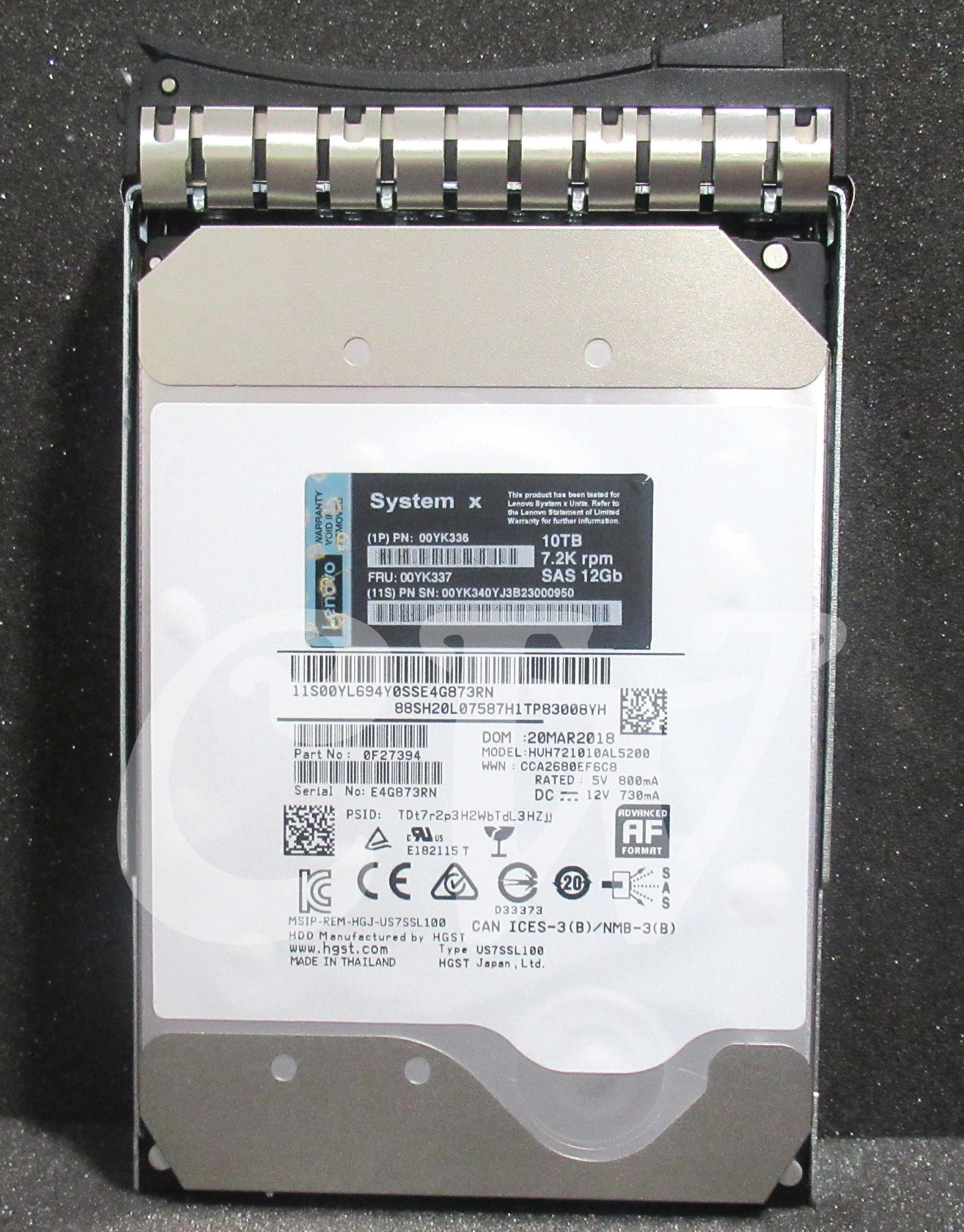 00YK337 00YK336 IBM SYSTEM X 10TB 7.2K 12G 512e NL G2HS 3.5