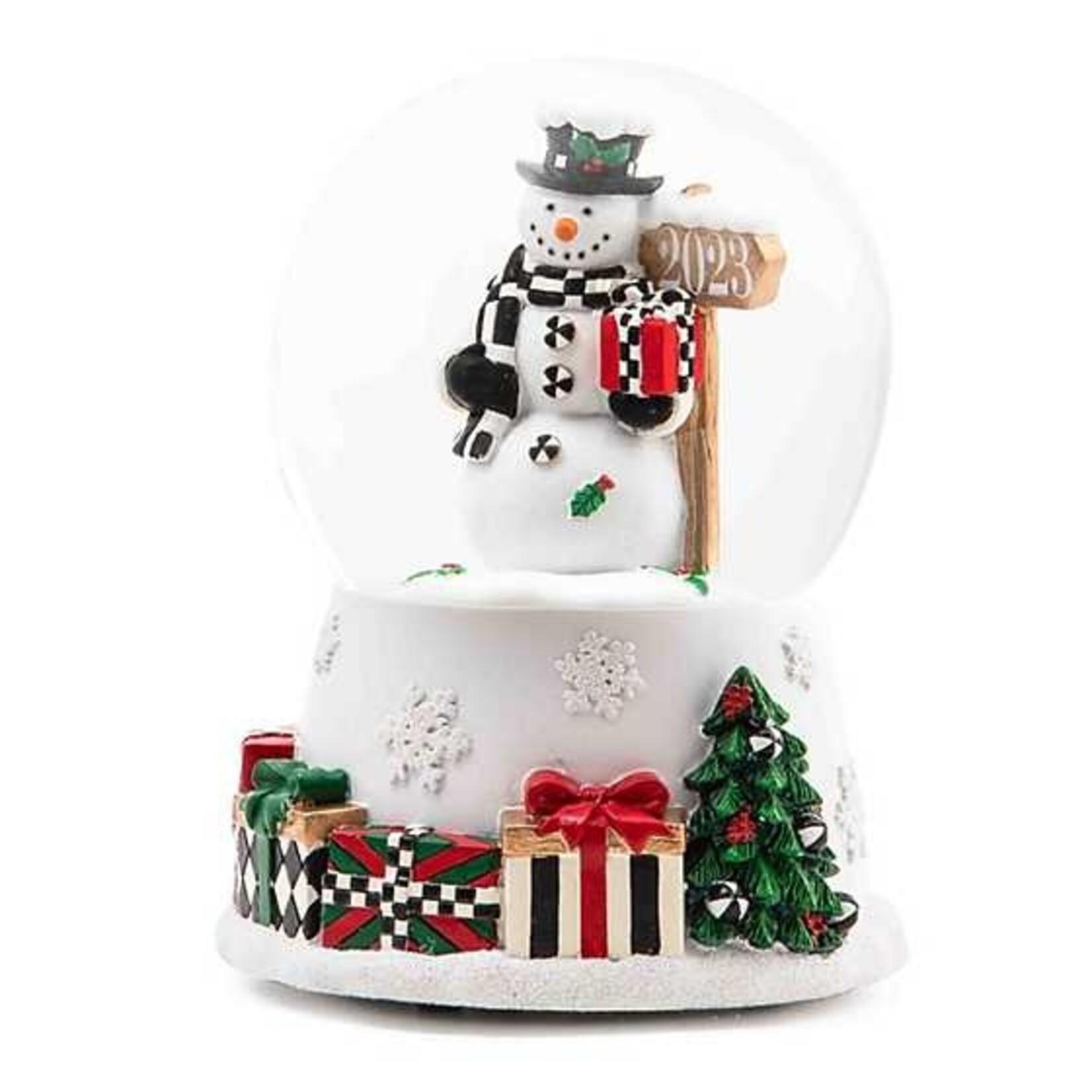 MacKenzie-Childs Greeter Snowman 2023 Snow Globe SKU: 31600-1220