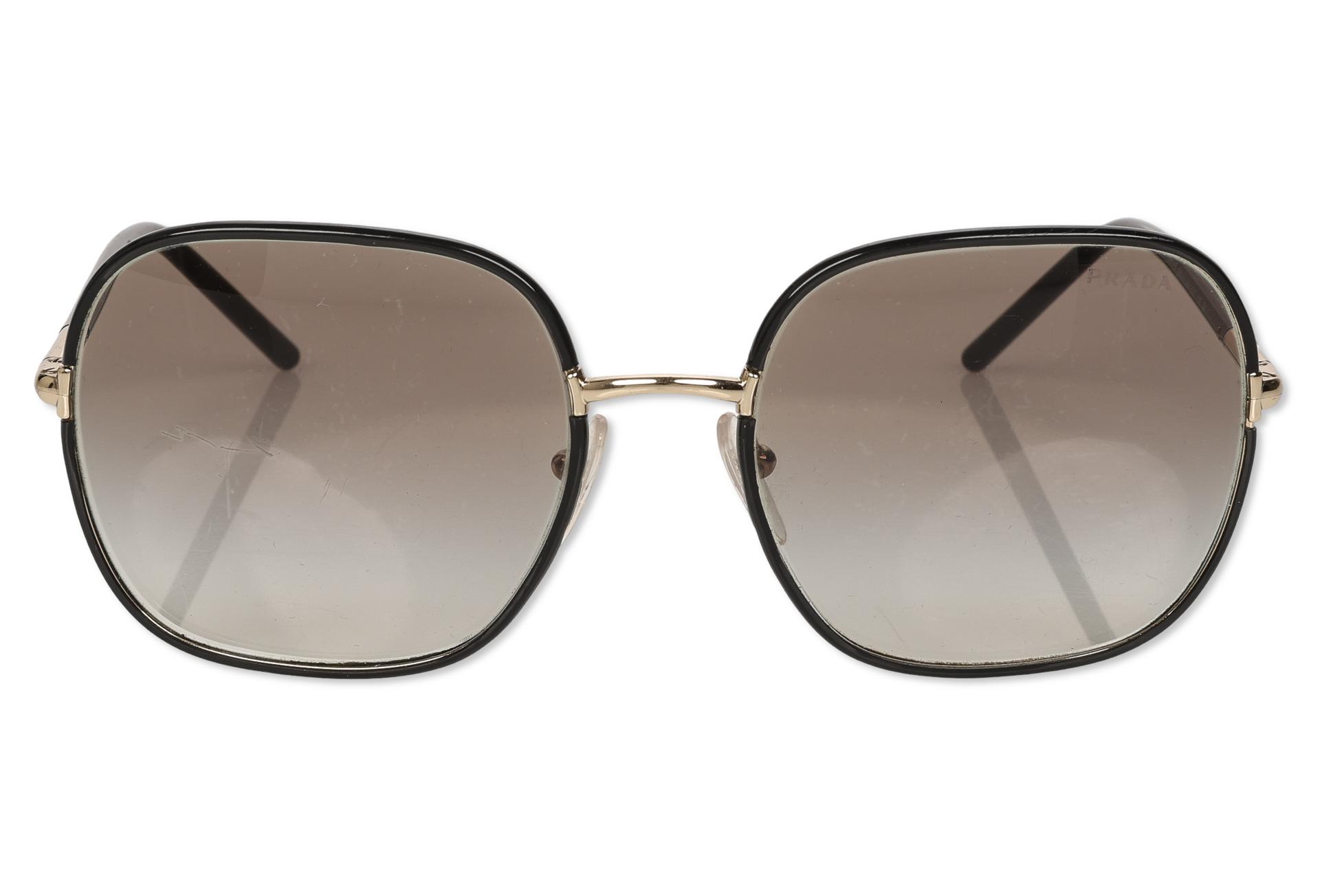 Prada PR 67XS Women's Sunglasses Pale Gold/Black/Grey Gradient 55