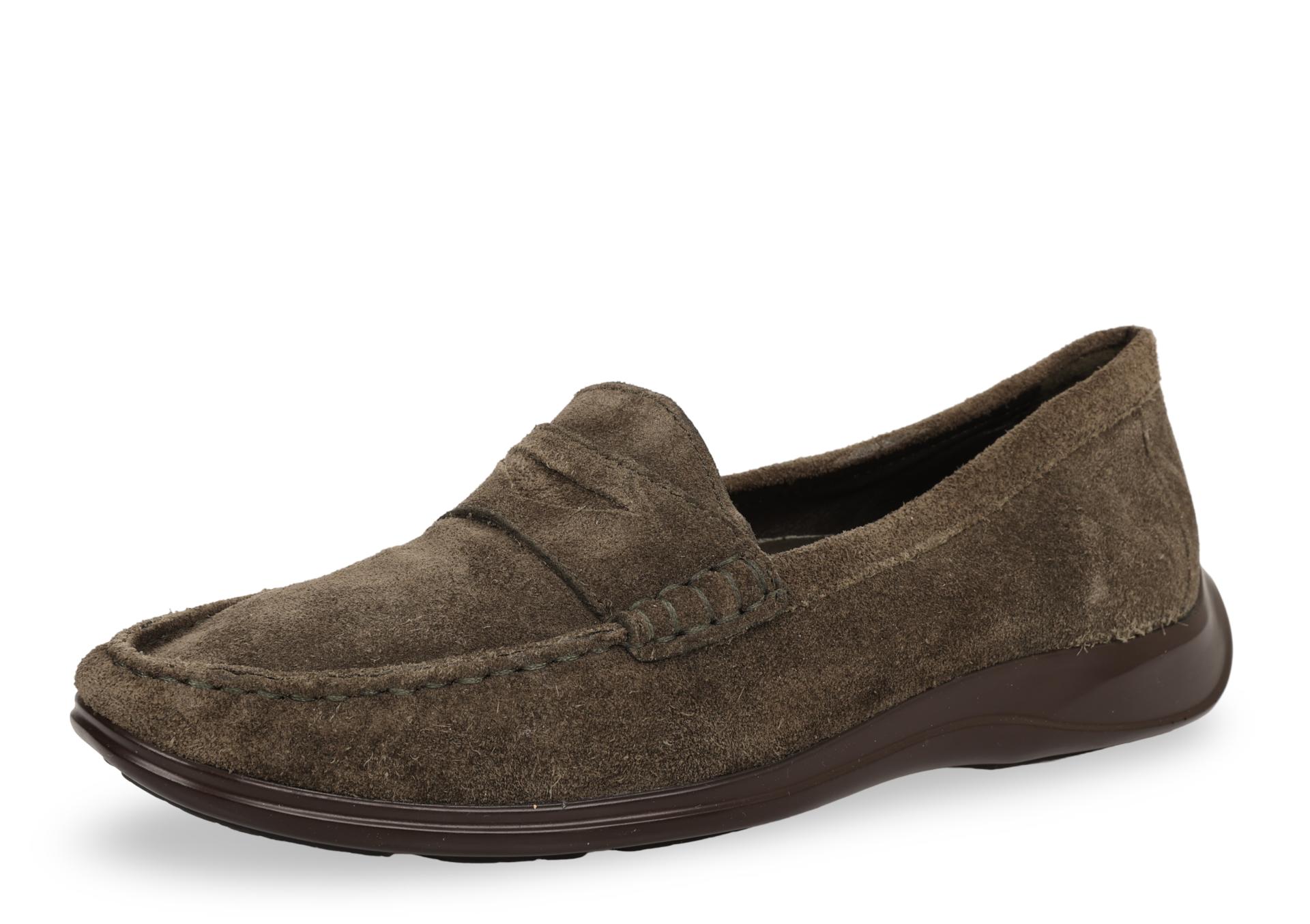 Womens COLE HAAN 204883 olive green suede loafers shoes sz 