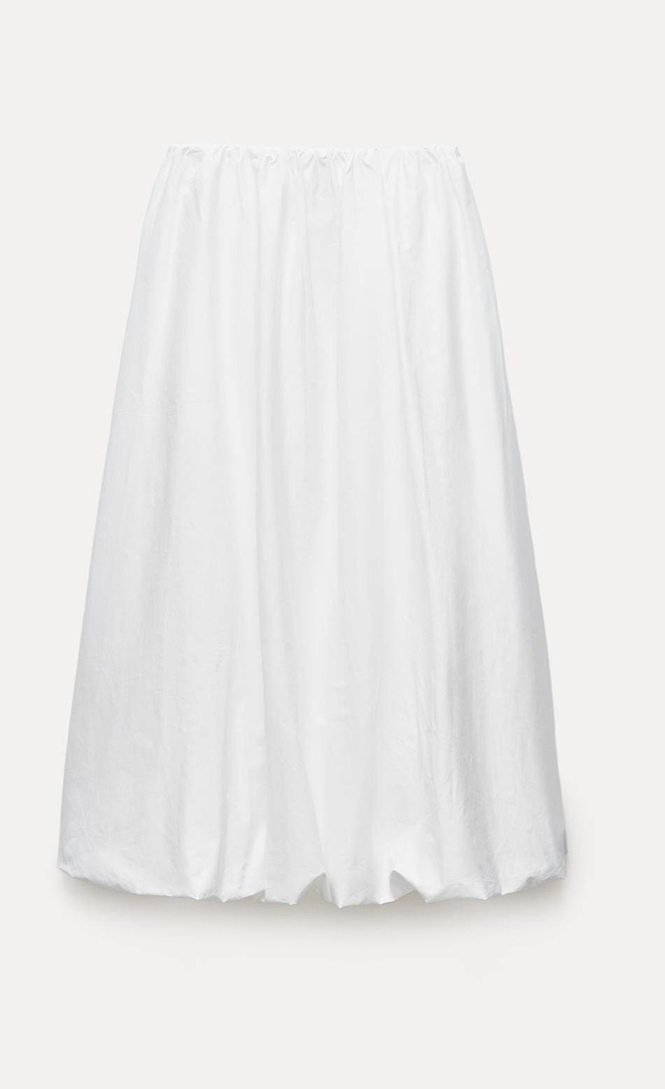 ZARA womens BALLOON MIDI SKIRT White size XL