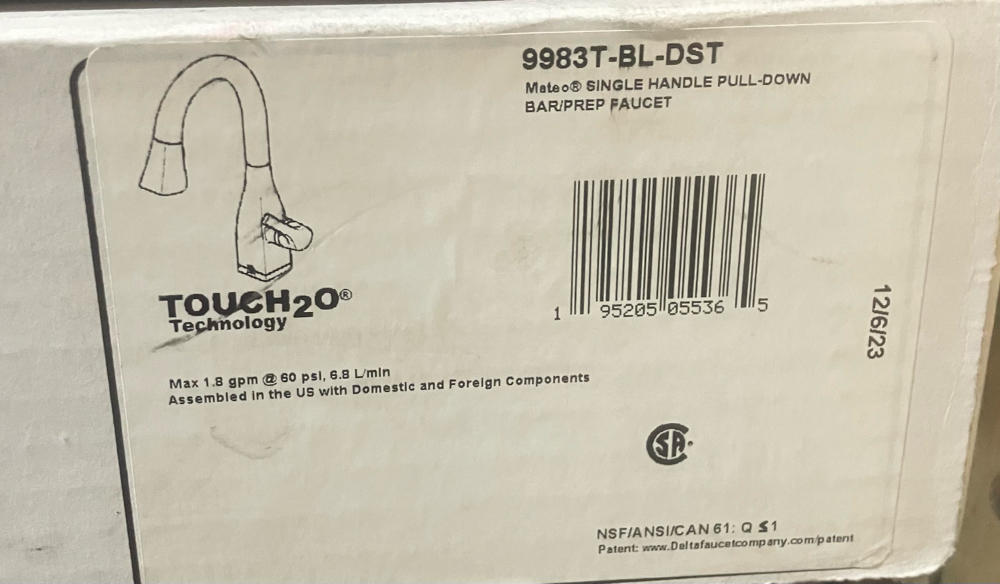 Delta Mateo Touch Bar Faucet Matte Black – Touch2O Technology, Pull-Down Sprayer, Single Hole For Wet Bars & Prep Sinks