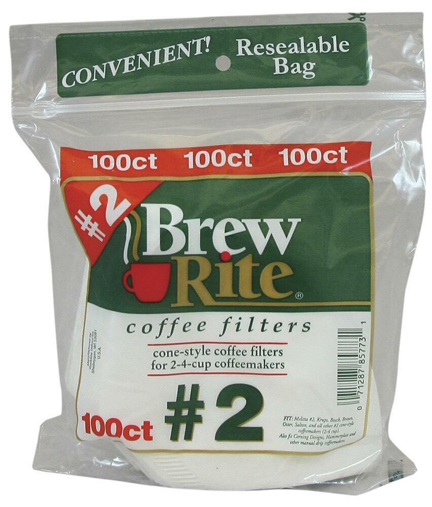 Brew Rite 2-4 Cup Cone Style #2 Coffee Filters - 100 Ct.