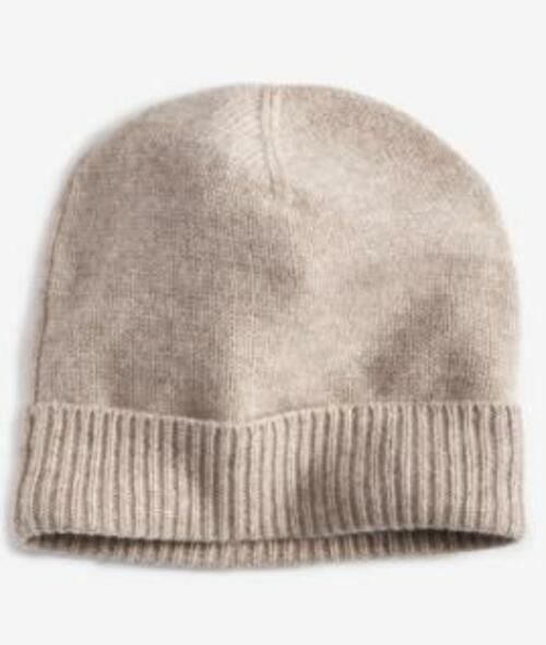 Charter Club 100% Cashmere Cuffed Beanie Pearl Taupe Heather  display picture 3