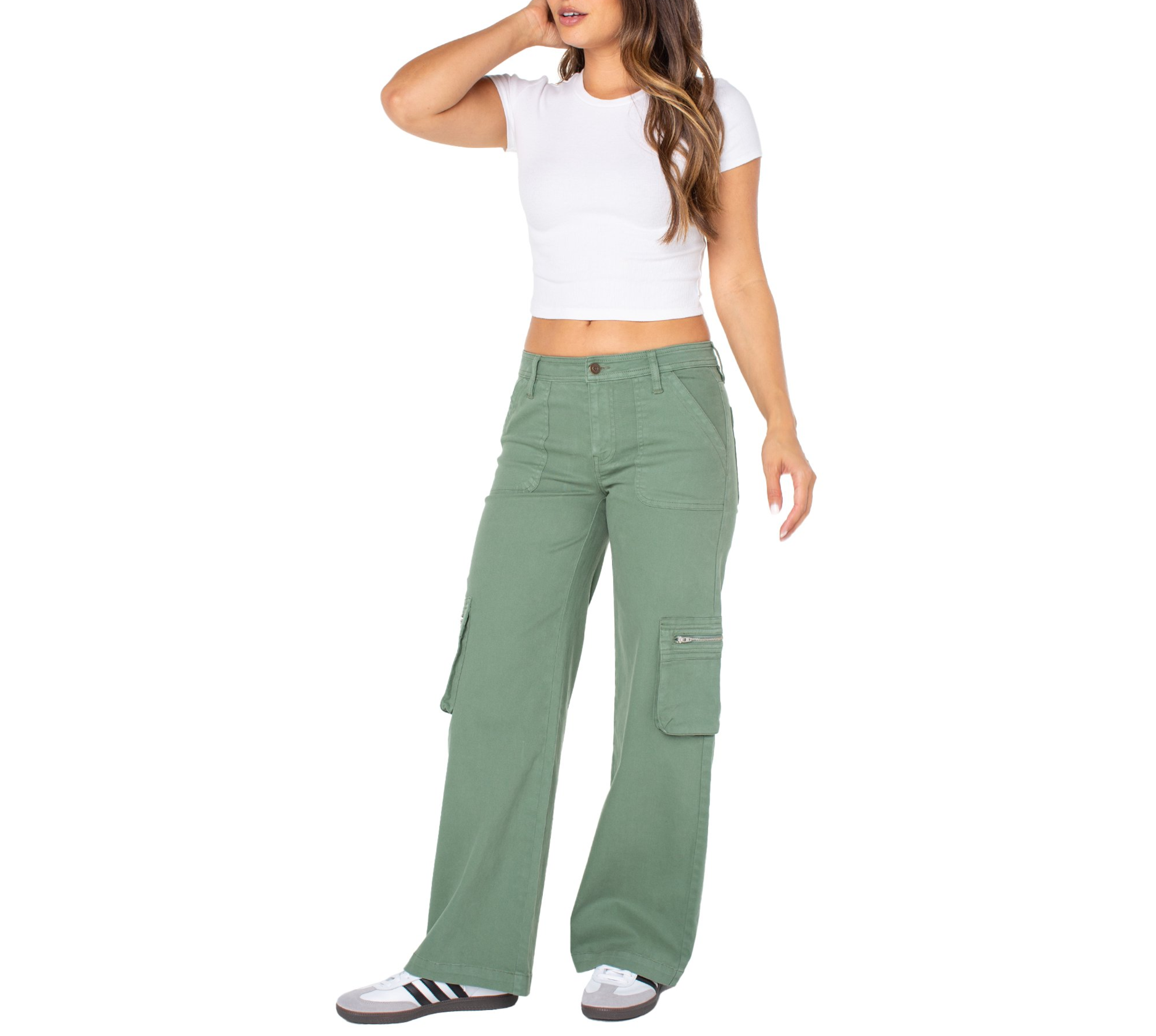 Celebrity Pink Juniors Mid Rise Wide Leg Cargo Pant Green Celebrity Pink Juniors Mid Rise Wide Leg Cargo Pant Green
