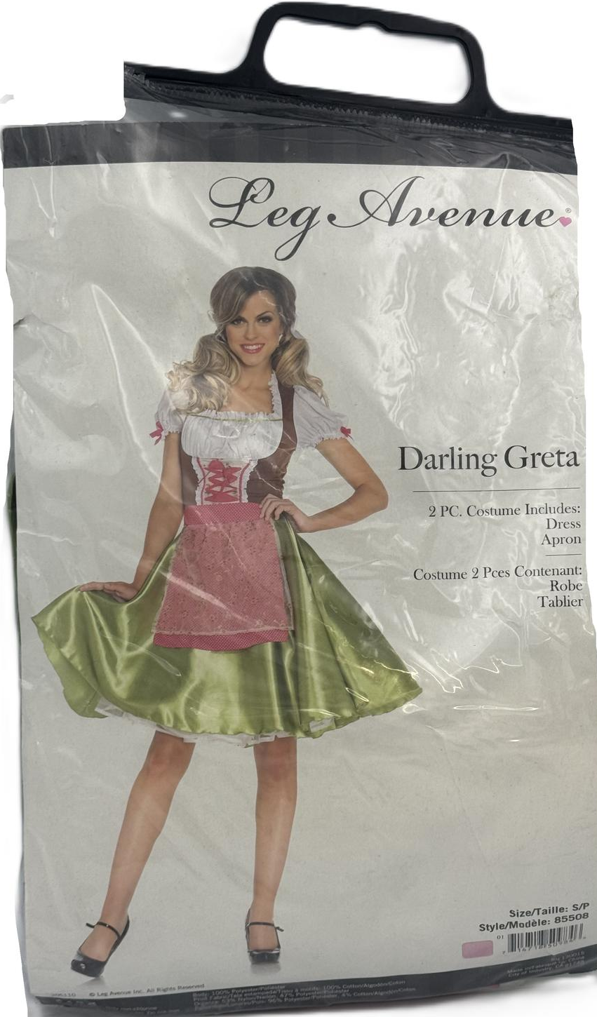 Darling Greta Adult Women's Alluring 2 pc Costume - Green/Pink