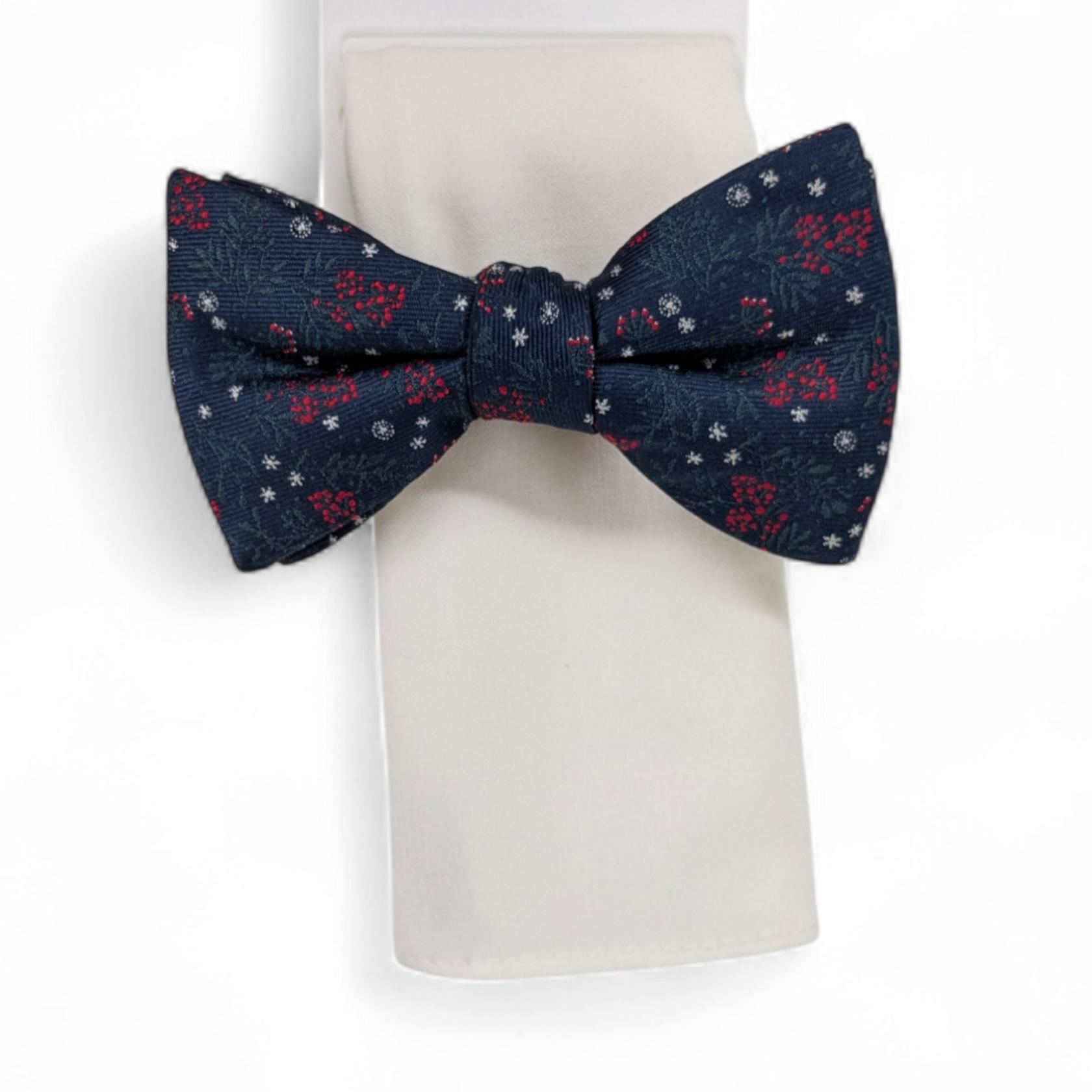 Bar III Men’s Weldon Navy Floral Pre-Tied Bow Tie & White Pocket Square Set