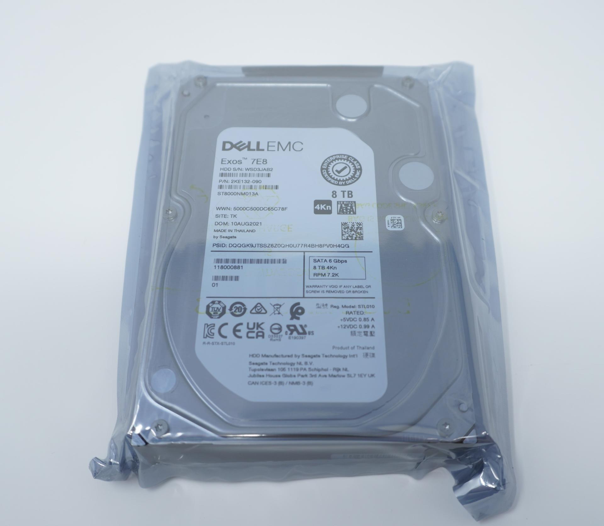 ST8000NM013A Dell EMC Exos 7E8 8TB 7.2K RPM SATA 6Gb/s 4Kn 3.5in