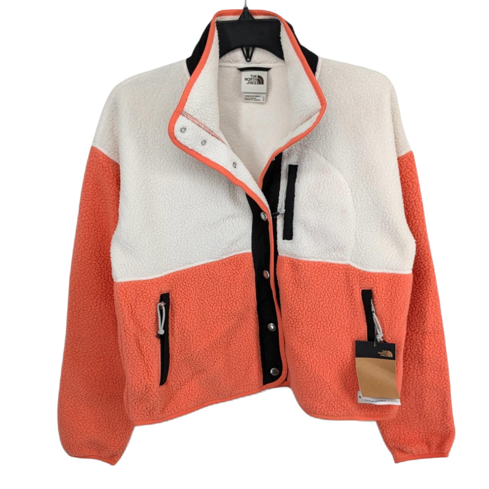 The North Face Women's Cragmont Fleece Snap Front Jacket Coral Colorblock XS