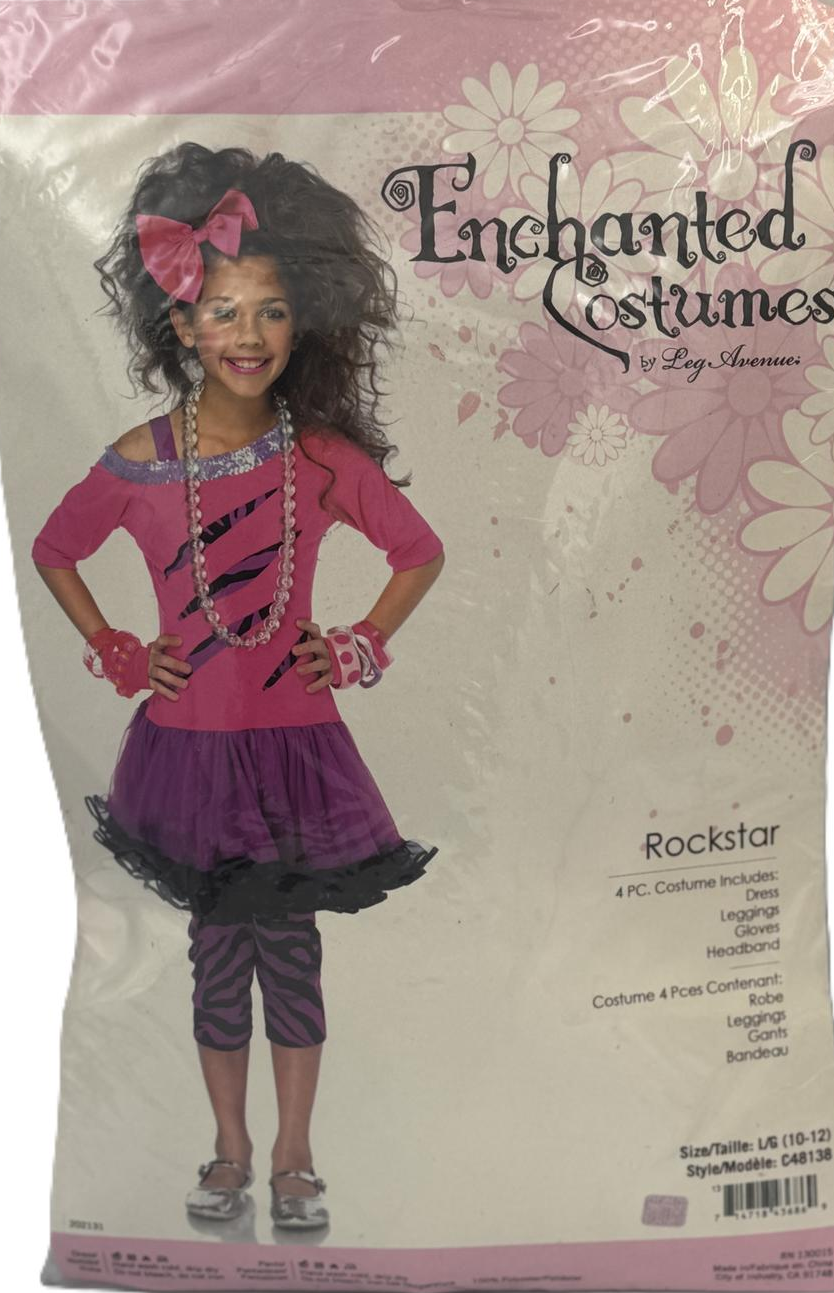 バービー Rockstar Child Girl's Adorable 4 piece Costume, Pink/Purple, Large
