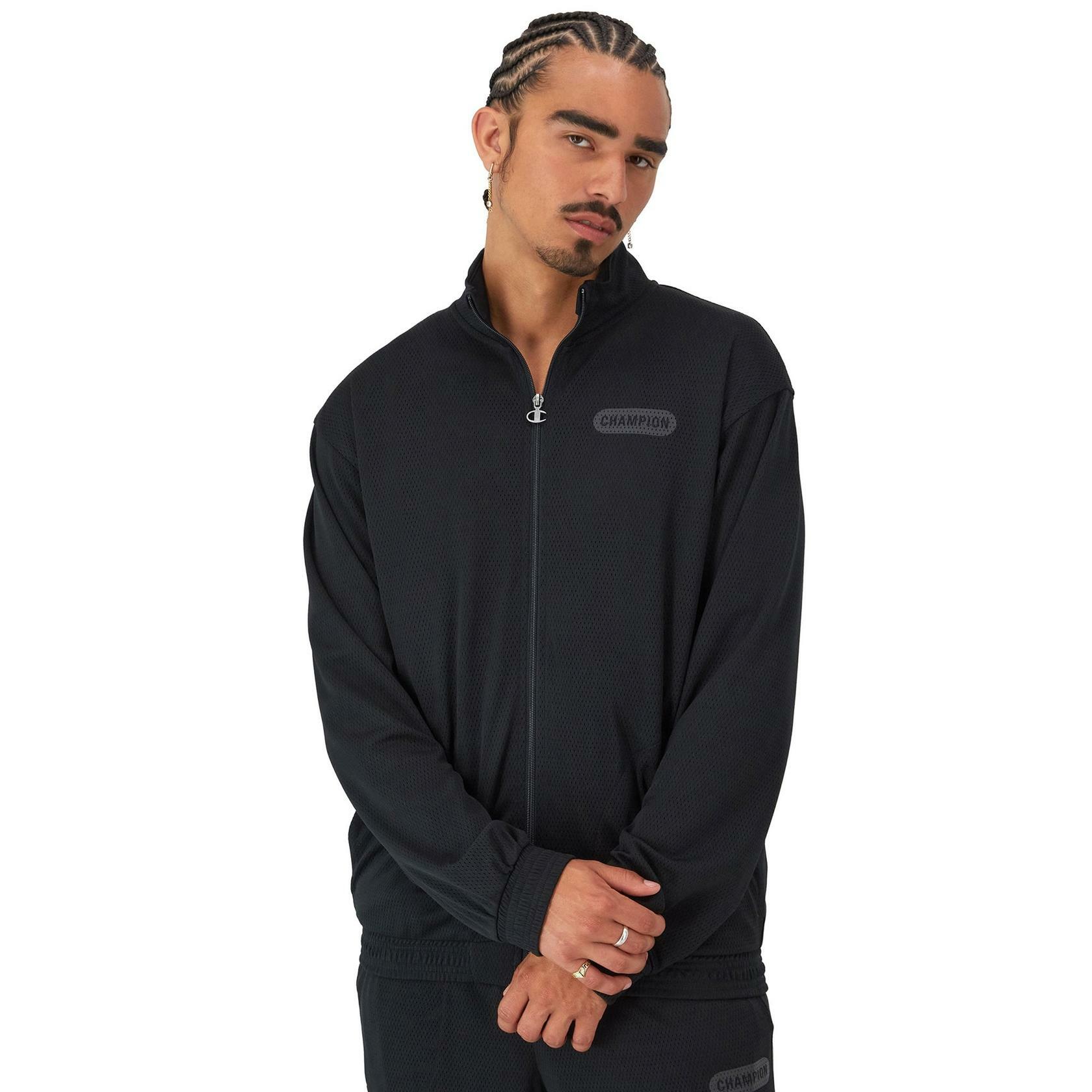 Champion Track Jacket Black Size Medium Attack Reg-Fit Mesh Full