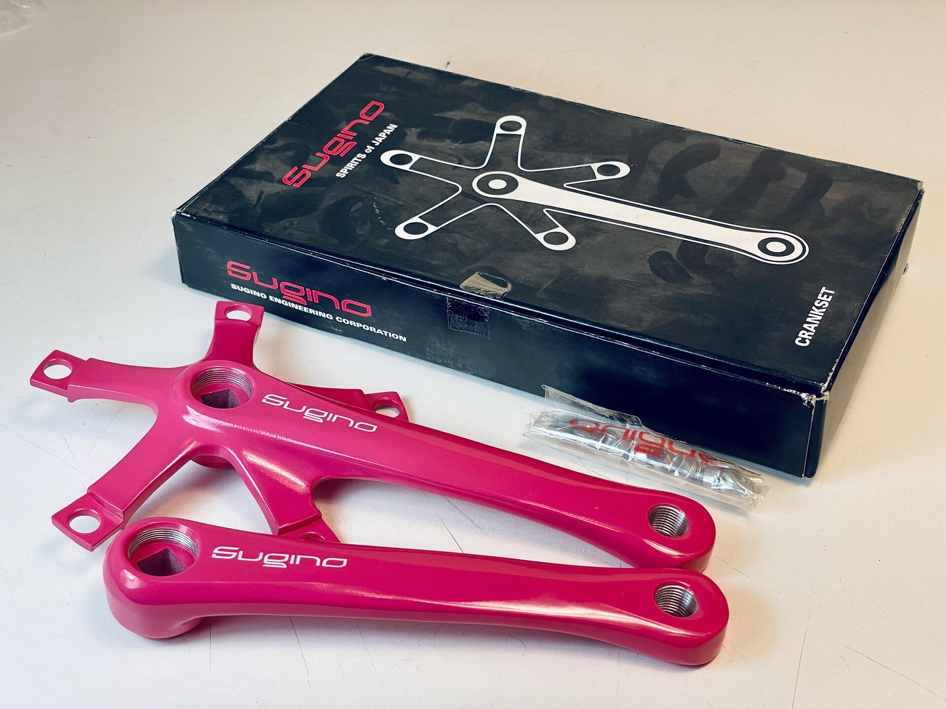 NOS Sugino RD2 Messenger Track Crankset 165mm - Neon Pink Powder