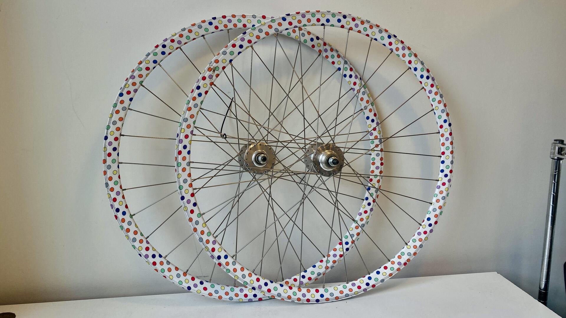 Light Use Velocity Deep V Polka-Dot 700c 32h Track Wheelset