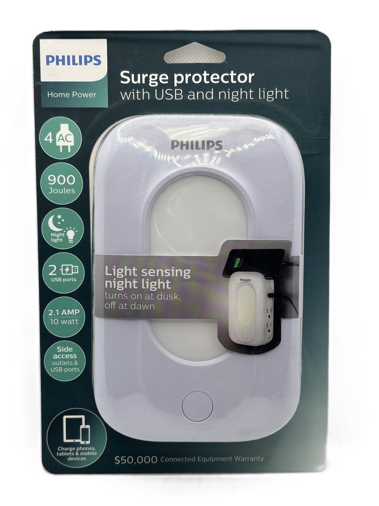 ランプ2個セット　Galle Philips 4-Outlet Surge Protector 2 USB, Night Light Wall Adapter