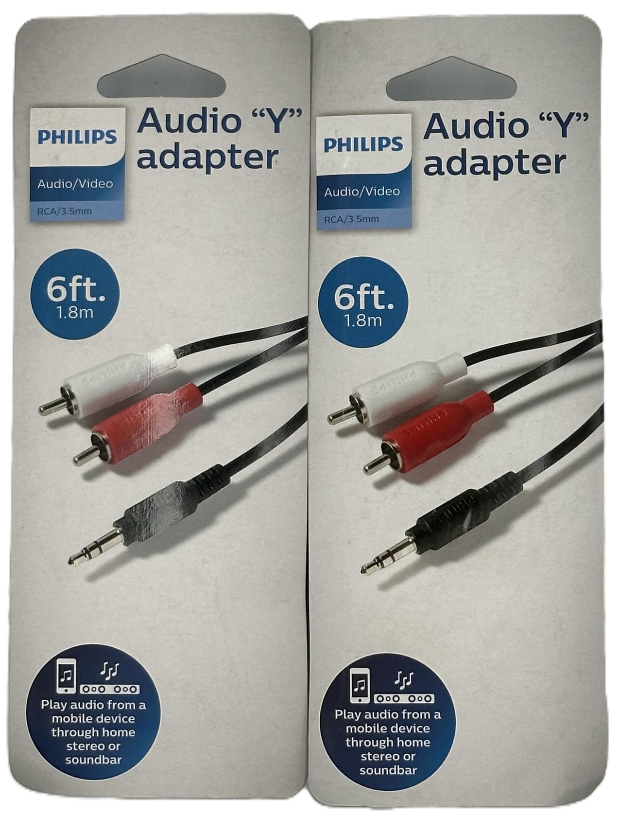 RCA 6V6 2本 Philips 2-Pack of 6ft Y-Adapter Audio Cable RCA 3.5MM - Red/White
