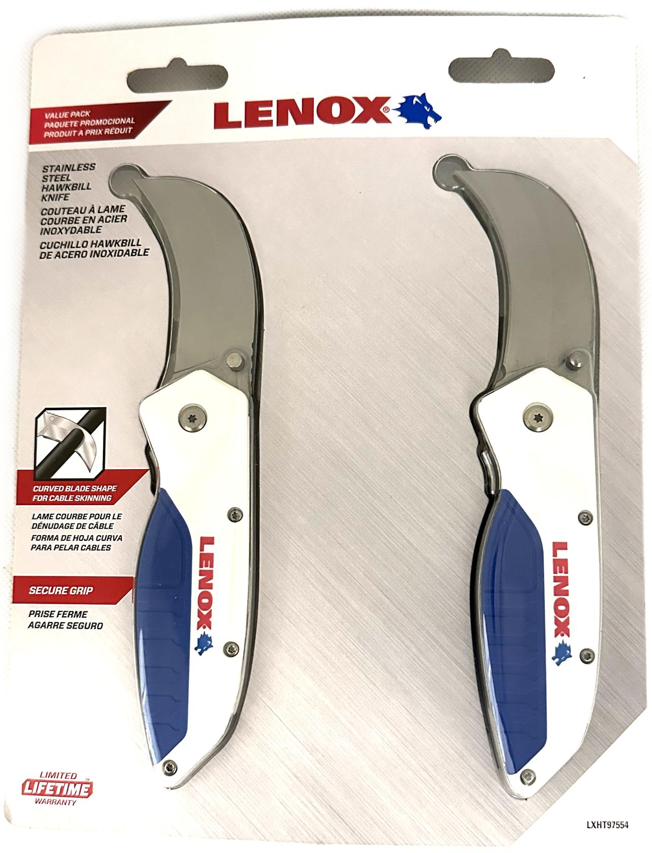 LENOX Stainless Steel Hawkbill Knife, Curved Blade, 2-Pack