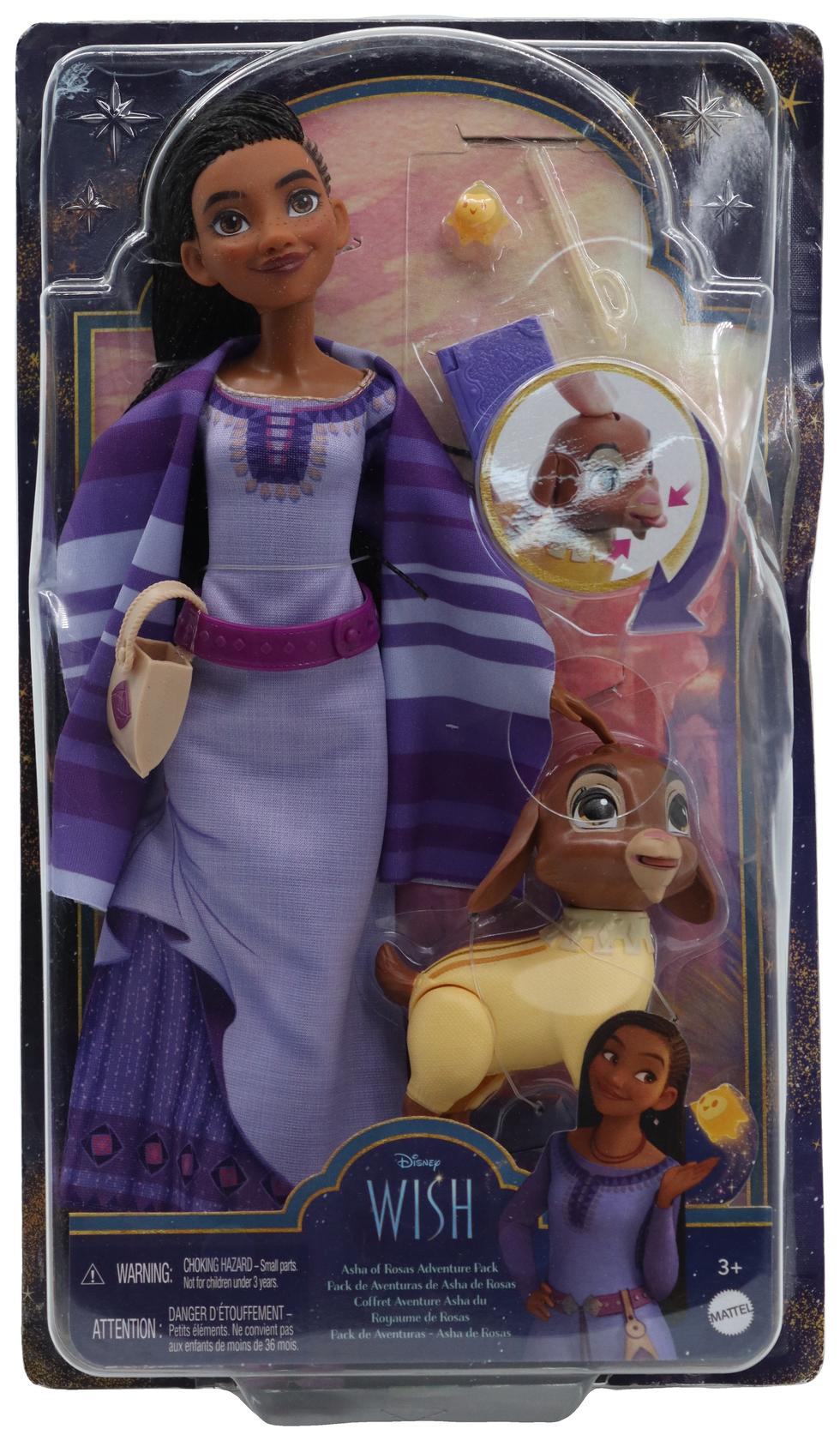 Mattel Disney Wish Asha of Rosas Adventure Doll, Animal Friends