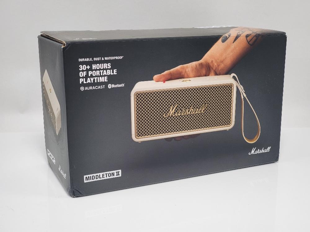 美品　Marshall Middleton Ⅱ Marshall Middleton II Bluetooth Portable Speaker Cream Waterproof
