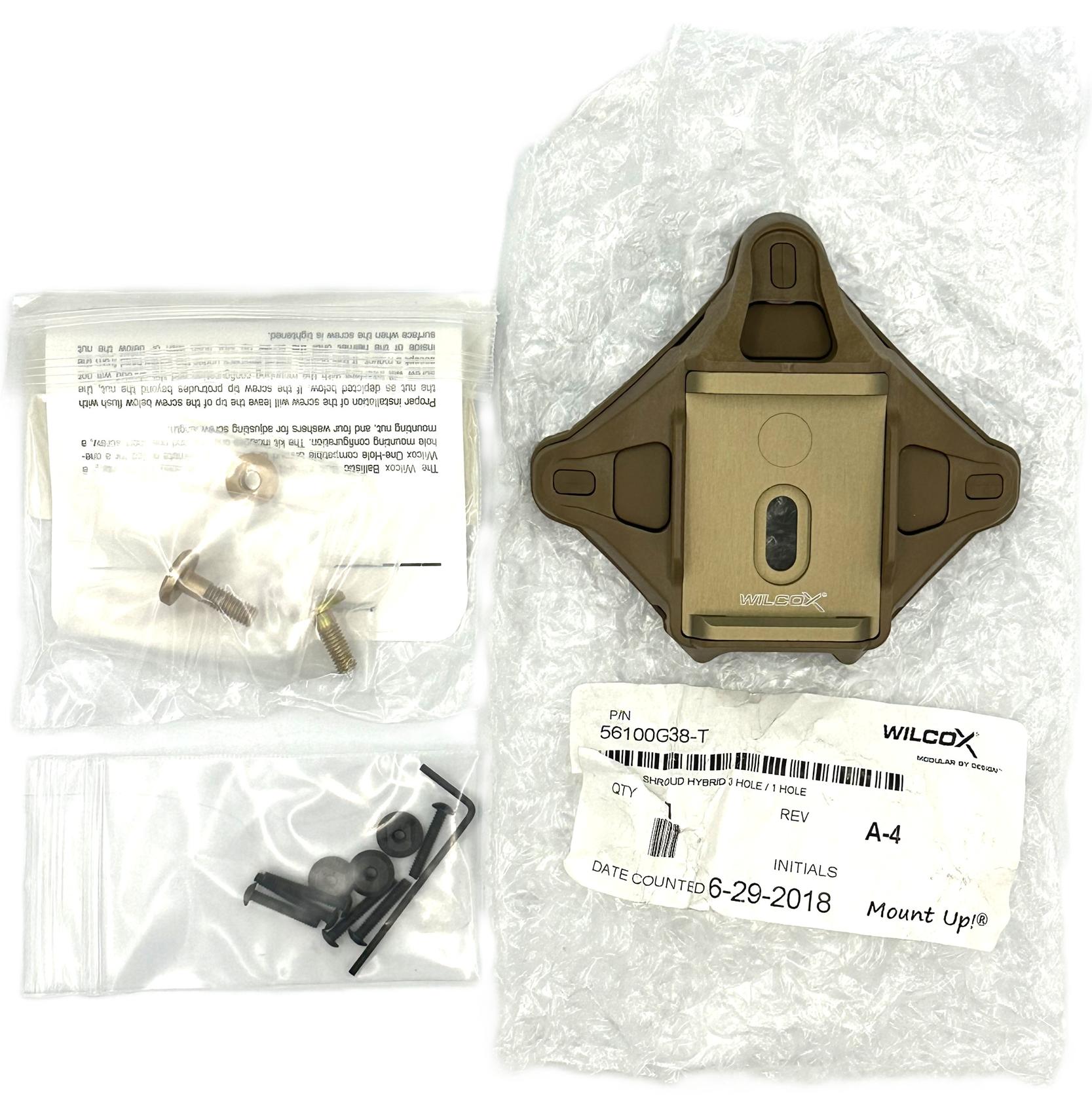 Wilcox One/Three Hole Helmet Shroud NVG Mount Plate Coyote Brown