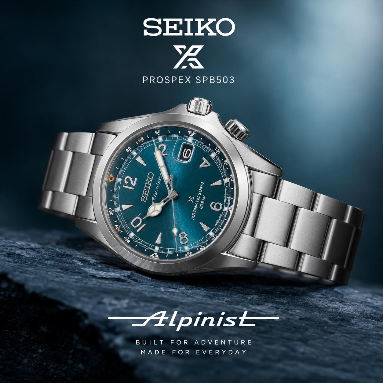 Seiko Prospex Alpinist Mechanical 39.5mm Teal urquoise Dial Watch