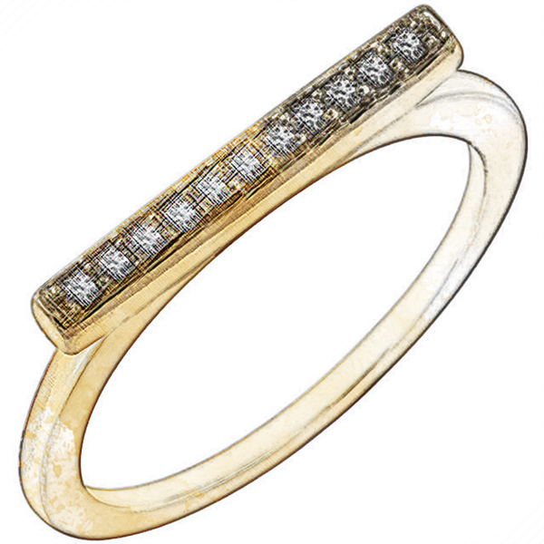 Appraisal For Gold Bar Ring With Round Diamonds SellMy.Jewelry