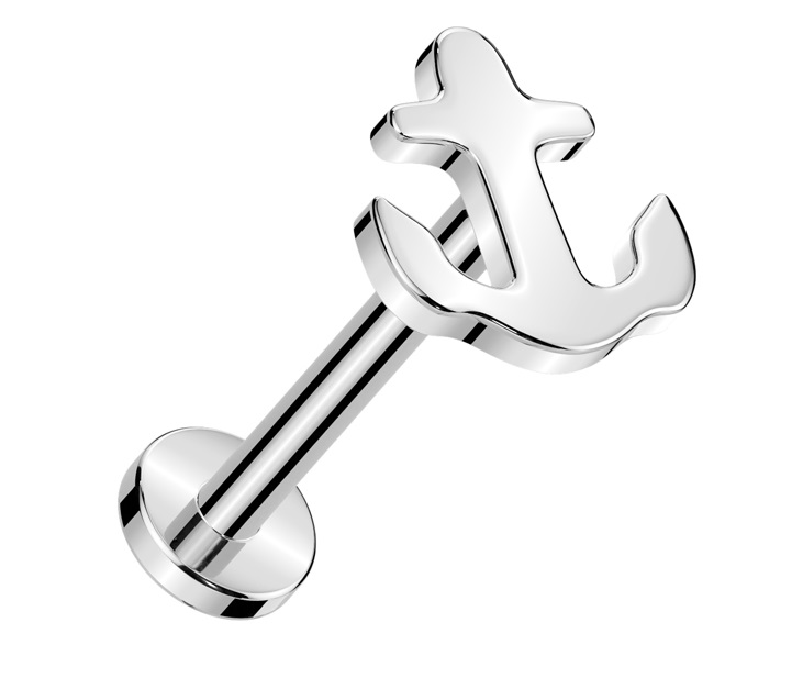 Labret Implant Grade Titanium Steel Ship boat Anchor Cartilage, Barbell Studs  16g
