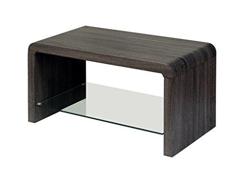 Malmo charbon de bois chêne Table basse moderne noir Étagère en verre Living Room Furniture