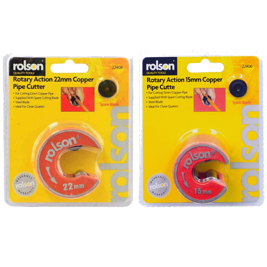 Copper Pipe Tube Cutter SelfLocking Rotary & Spare Cutter Rolson eBay