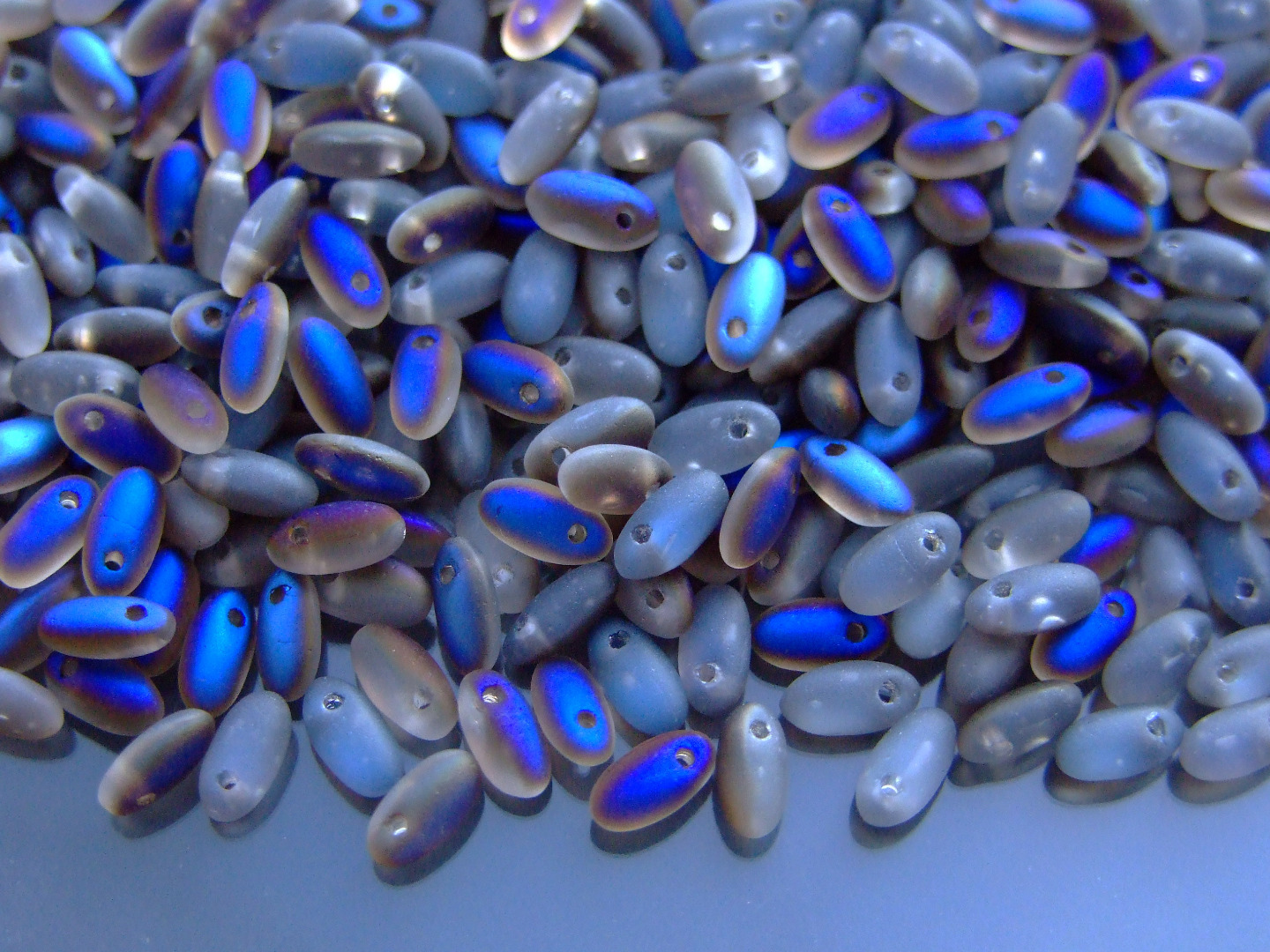 10g Czech Rizo Glass Beads Size 2.5x6mm Matte Jade Sunset