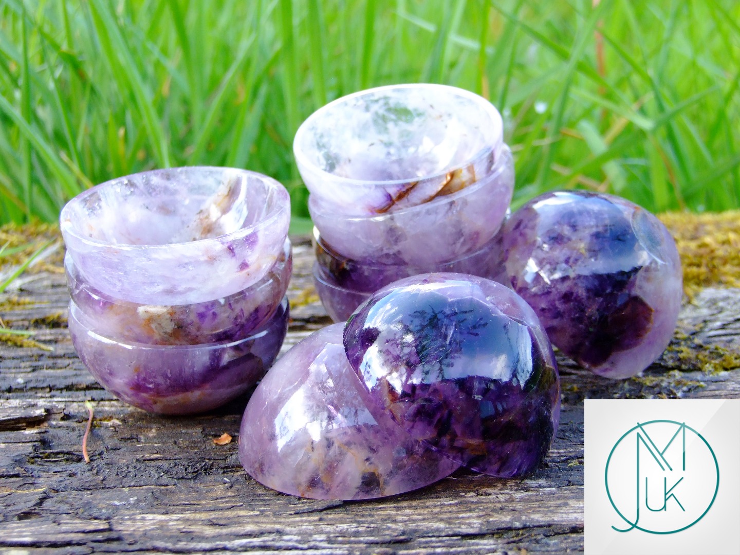 Crystal 7 Chakra 2'' Hand Carved Bowls Natural Gemstones Healing