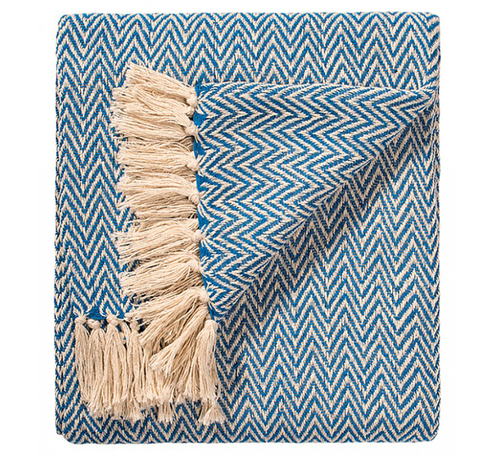Chevron Soft Cotton Handloom Throw, Fair Trade Blanket 150cm x 125cm - Picture 3 of 8