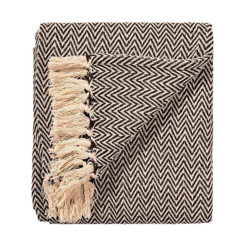 Chevron Soft Cotton Handloom Throw, Fair Trade Blanket 150cm x 125cm - Picture 7 of 8