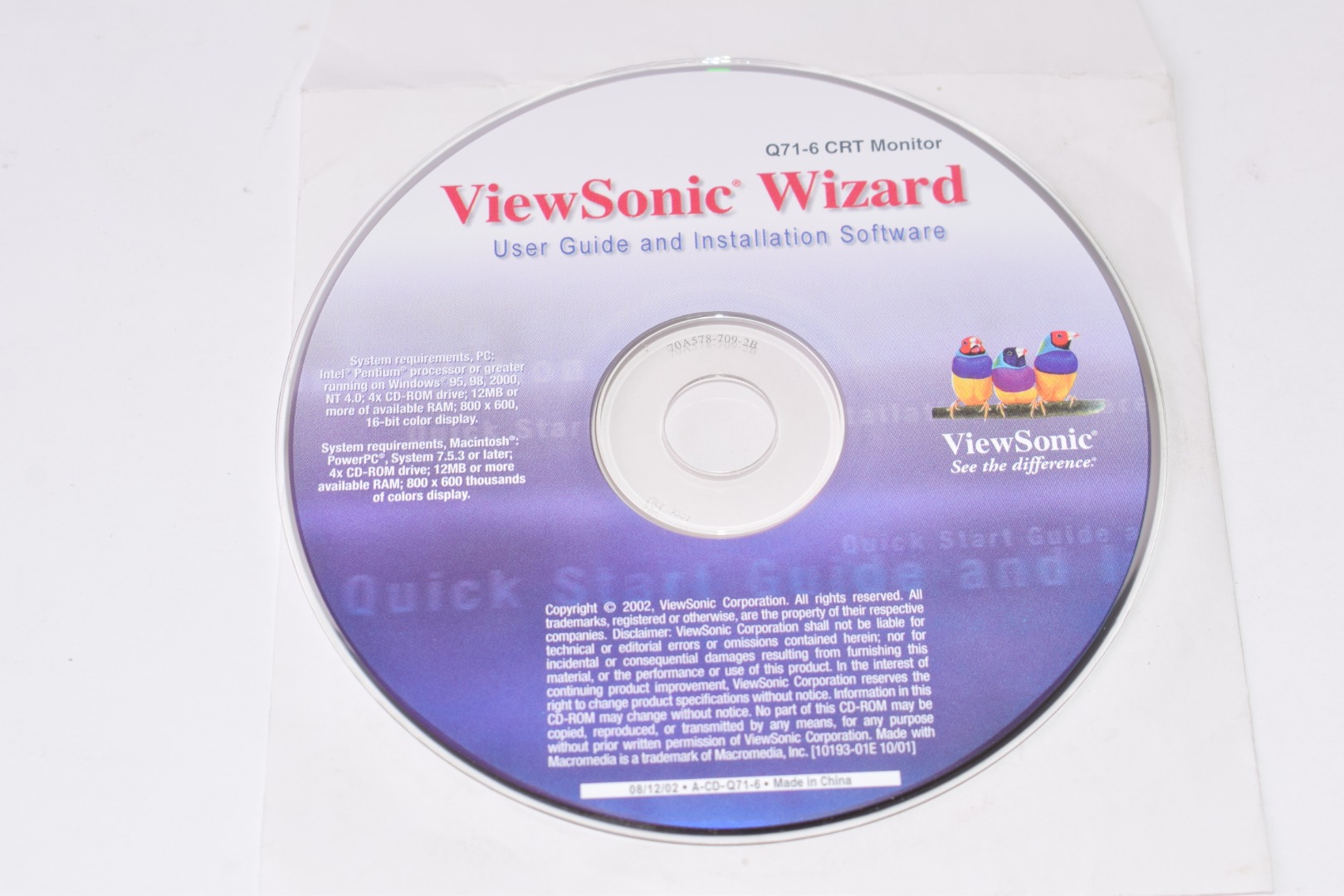 Viewsonic Wizard Q71-6 CRT Monitor Disc  - Picture 1 of 1