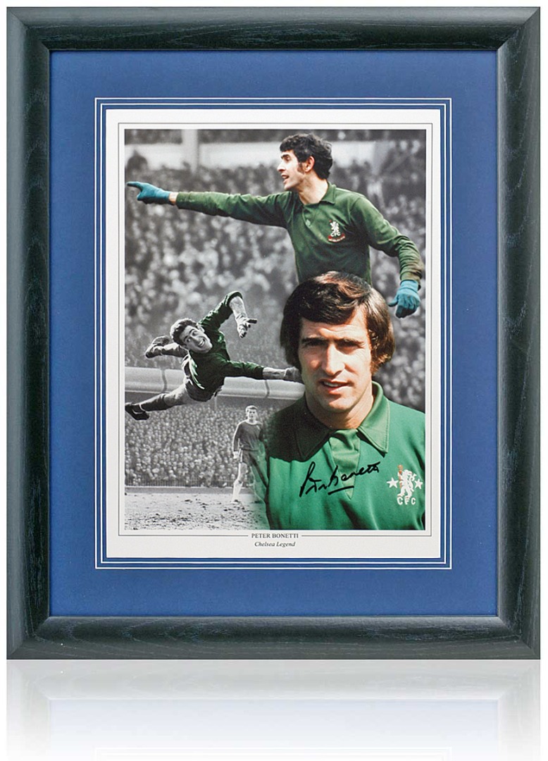 Peter Bonetti Chelsea Legend Hand Signed Montage 23x19in Framed