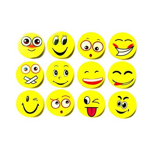 Smiley Erasers - 3 Packs of 4 rubbers - party bag filler - Children's stationary