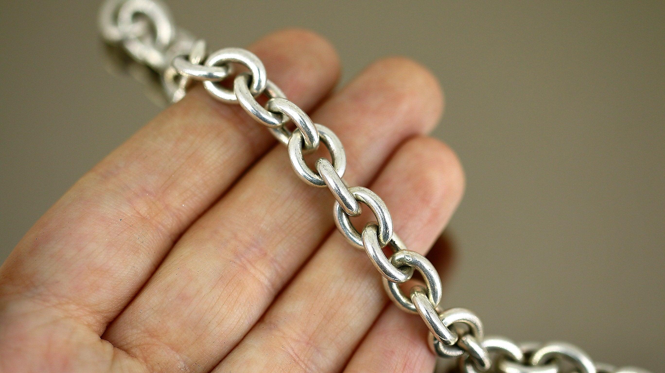 Download Vintage Italy Men Simple Thick Oval Rolo Heart Clasp ...