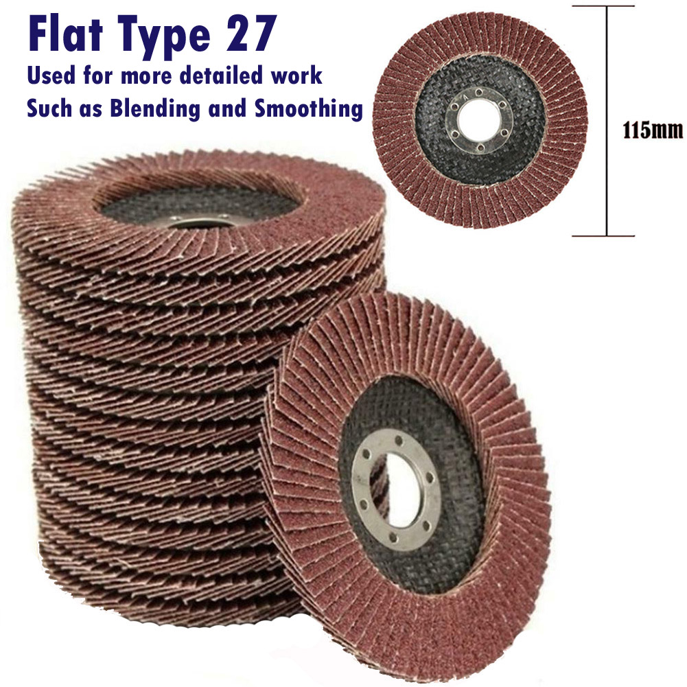 Flap Discs Flat Type 27 4.5'' 115mm Sanding Disk 40 60 80 120 Grit detailed Work eBay